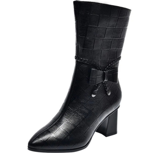 軟皮馬丁靴高跟鞋女2026秋冬新款時尚尖頭拉鍊女靴粗跟媽媽短靴女 軟皮馬丁靴高跟鞋女2026秋冬新款時尚尖頭拉鍊女靴粗跟媽媽短靴女