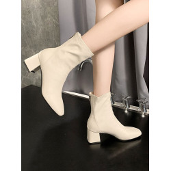 英倫法式小短靴女2026新款春秋單靴粗跟方頭顯瘦百搭馬丁靴及裸靴