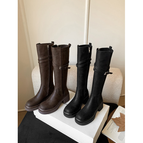 ins一眼動心！巨顯瘦~不過膝長筒靴女高跟小個子厚底靴子女騎士靴