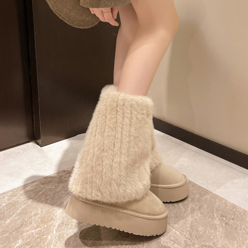 棉鞋小衆雪地靴女毛絨可愛奶油靴子保暖毛毛靴冬季防滑厚底增高鞋