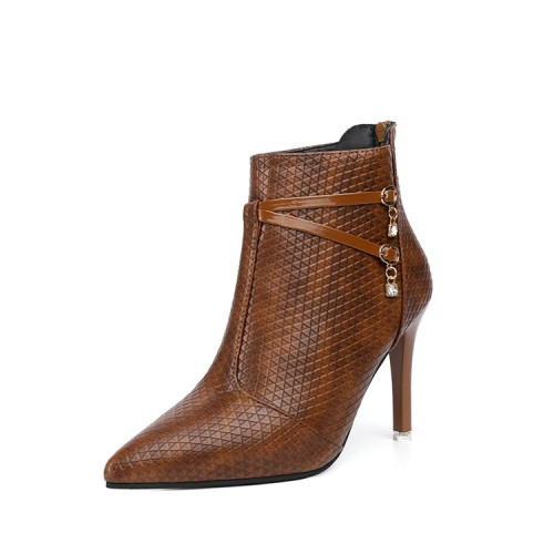 34-42大碼女鞋新款女靴子休閒短筒馬丁靴格子皮面後拉鍊細跟高跟 34-42大碼女鞋新款女靴子休閒短筒馬丁靴格子皮面後拉鍊細跟高跟