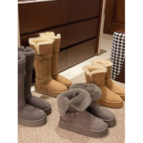 加絨加厚防滑厚底長筒雪地靴女款2026新款冬季保暖毛毛勃肯棉靴子