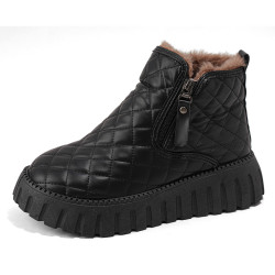 加絨雪地靴女2026新款冬季加厚馬丁靴百搭防滑學生棉鞋防水棉靴子