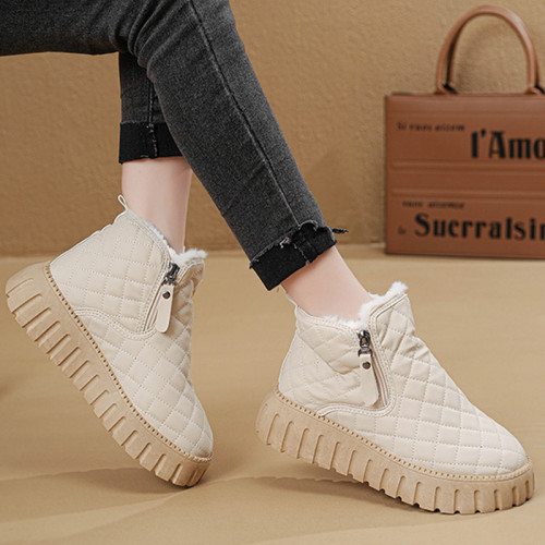加絨雪地靴女2026新款冬季加厚馬丁靴百搭防滑學生棉鞋防水棉靴子