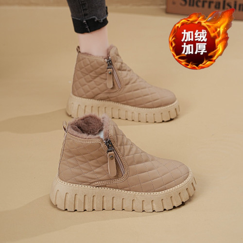 加絨雪地靴女2026新款冬季加厚馬丁靴百搭防滑學生棉鞋防水棉靴子