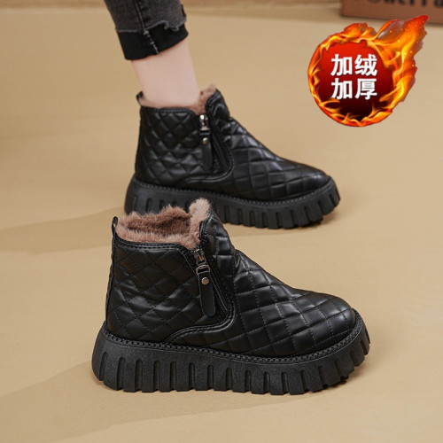 加絨雪地靴女2026新款冬季加厚馬丁靴百搭防滑學生棉鞋防水棉靴子
