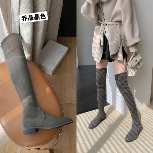 不掉筒過膝靴長靴子女2025年新款彈力瘦瘦長筒騎士高筒小個子秋冬