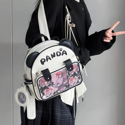 2026新款熊貓痛包透明雙肩包拎包百搭女學生書包吧唧包二次元後後背包