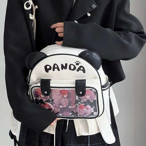 2026新款熊貓痛包透明雙肩包拎包百搭女學生書包吧唧包二次元後後背包