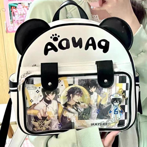 2026新款熊貓痛包透明雙肩包拎包百搭女學生書包吧唧包二次元後後背包
