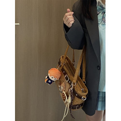 錢一波痛包｜秋冬新款麂皮絨棕托特小食量追星演唱會藏支架單肩包