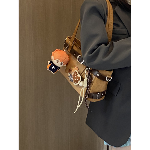 錢一波痛包｜秋冬新款麂皮絨棕托特小食量追星演唱會藏支架單肩包