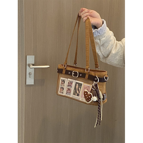 錢一波痛包｜秋冬新款麂皮絨棕托特小食量追星演唱會藏支架單肩包