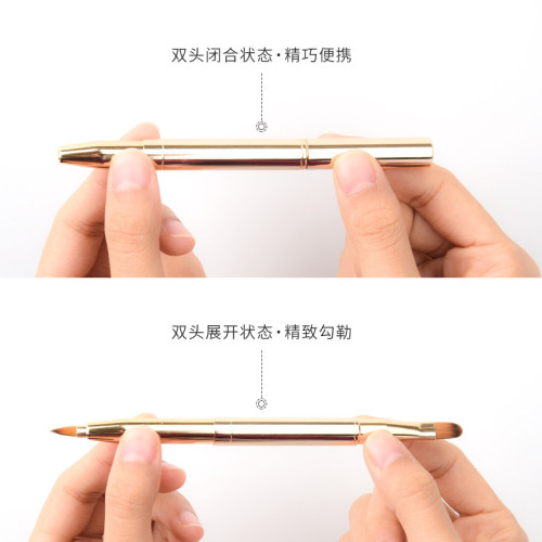 伸縮雙頭口紅刷可攜式帶蓋脣刷初學者脣線筆塗口紅專用化妝工具 伸縮雙頭口紅刷可攜式帶蓋脣刷初學者脣線筆塗口紅專用化妝工具