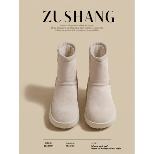 真皮內增高2025冬季雪地靴女款加絨加厚炸街新款厚底保暖短靴女