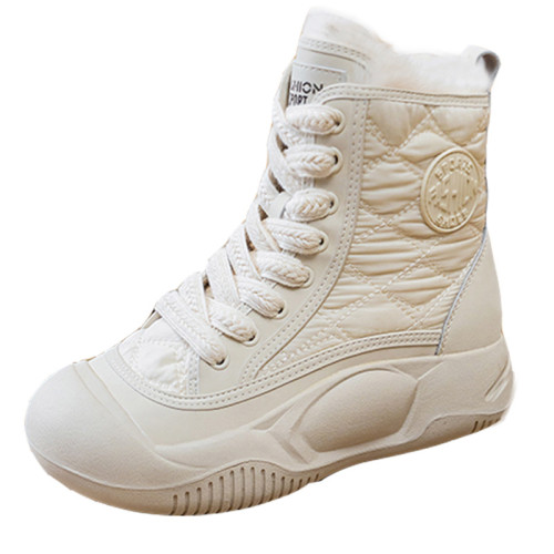 雪地靴女秋冬兔毛加絨加厚保暖短靴厚底高幫顯腳小防水防滑棉靴子