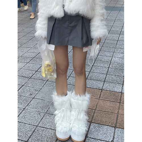 花小姐辣妹毛毛雪地靴女2025秋冬新款防水防滑加厚太空靴東北棉靴