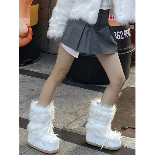 花小姐辣妹毛毛雪地靴女2025秋冬新款防水防滑加厚太空靴東北棉靴