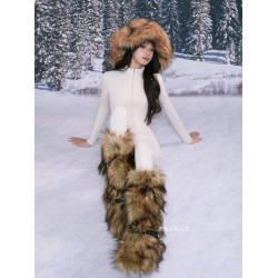 東北哈爾濱雪地靴女冬季加絨加厚保暖毛毛靴子防滑仿皮草長筒靴子