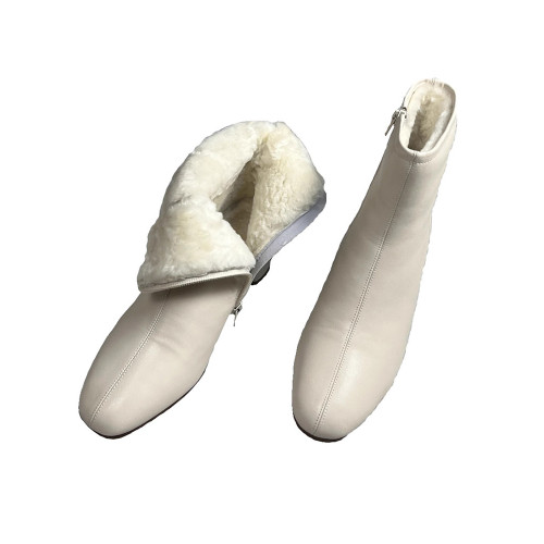 雪地靴女羊皮毛一體短靴粗跟高跟鞋2025年冬季加絨保暖棉鞋瘦瘦靴