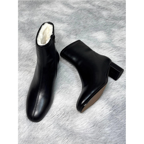 雪地靴女羊皮毛一體短靴粗跟高跟鞋2025年冬季加絨保暖棉鞋瘦瘦靴