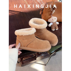 【海星家】暖爐大馬鈴薯~短靴羊羔毛毛冬季醜萌大頭雪地女時尚棉鞋