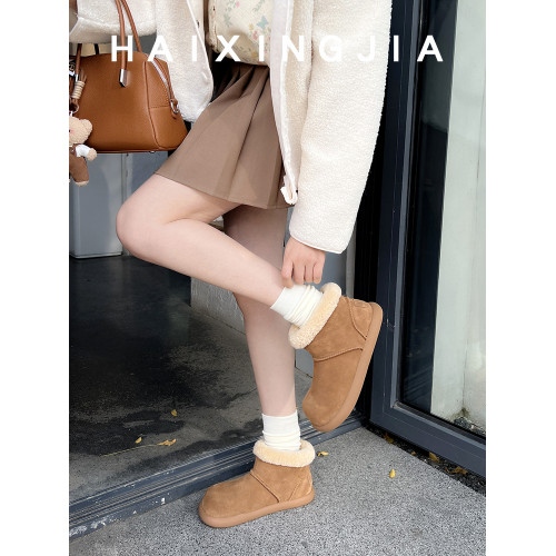 【海星家】暖爐大馬鈴薯~短靴羊羔毛毛冬季醜萌大頭雪地女時尚棉鞋