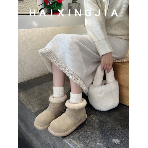 【海星家】暖爐大馬鈴薯~短靴羊羔毛毛冬季醜萌大頭雪地女時尚棉鞋