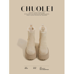 百搭冬季新款厚底雪地靴女白色防滑增高加絨東北棉鞋加厚毛毛鞋子