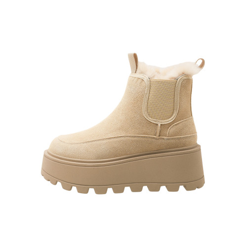 百搭冬季新款厚底雪地靴女白色防滑增高加絨東北棉鞋加厚毛毛鞋子