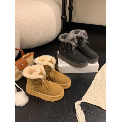 真羊毛雪地靴2025冬季新款兩穿牛反絨皮輕便防滑厚底圓頭保暖毛靴