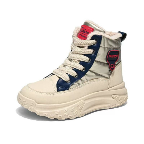 高幫雪地靴女冬季新款加絨加厚保暖防滑老爹鞋厚底防水東北大棉鞋