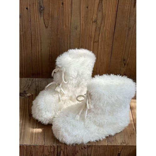 超可愛防滑厚底毛毛雪地靴女冬2026新款白色加絨短靴加厚保暖棉鞋