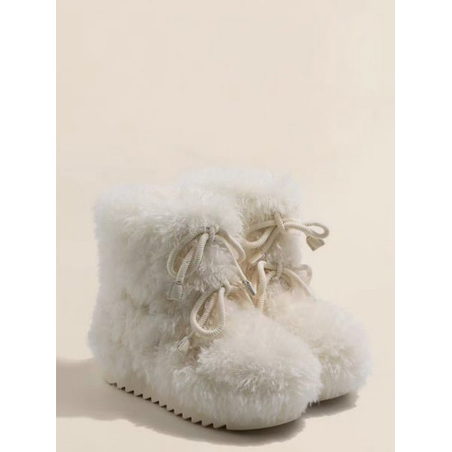 超可愛防滑厚底毛毛雪地靴女冬2026新款白色加絨短靴加厚保暖棉鞋