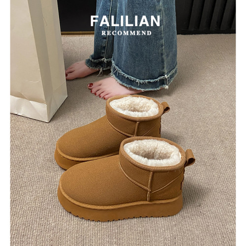 厚底黑色雪地靴女皮毛一體2026新款冬季加絨女鞋子保暖東北大棉鞋 厚底黑色雪地靴女皮毛一體2026新款冬季加絨女鞋子保暖東北大棉鞋