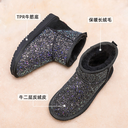 2025新款冬季亮片雪地靴女短筒靴加絨保暖防水雪地棉鞋防滑麵包鞋 2025新款冬季亮片雪地靴女短筒靴加絨保暖防水雪地棉鞋防滑麵包鞋