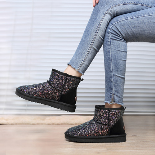 2025新款冬季亮片雪地靴女短筒靴加絨保暖防水雪地棉鞋防滑麵包鞋 2025新款冬季亮片雪地靴女短筒靴加絨保暖防水雪地棉鞋防滑麵包鞋