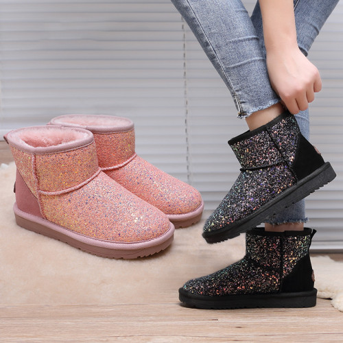 2025新款冬季亮片雪地靴女短筒靴加絨保暖防水雪地棉鞋防滑麵包鞋 2025新款冬季亮片雪地靴女短筒靴加絨保暖防水雪地棉鞋防滑麵包鞋