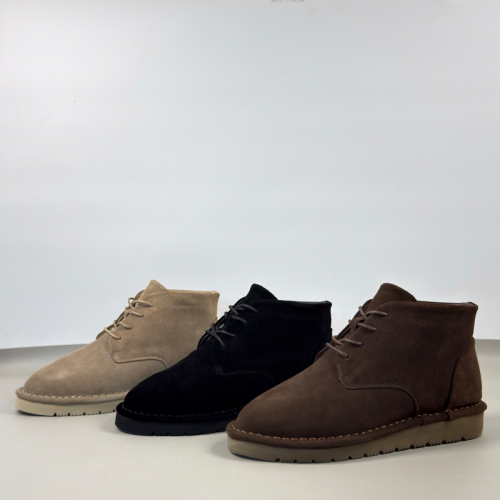 出口歐美女款冬季抗寒牛反絨真皮羊毛保暖雪地靴輕便防滑復古潮靴