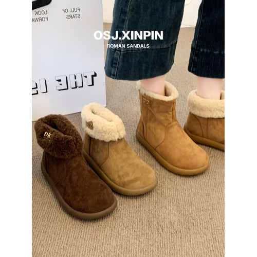 復古羊羔毛加絨雪地靴女2025秋冬新款兩穿保暖毛毛勃肯鞋防滑短靴 復古羊羔毛加絨雪地靴女2025秋冬新款兩穿保暖毛毛勃肯鞋防滑短靴