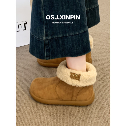 復古羊羔毛加絨雪地靴女2025秋冬新款兩穿保暖毛毛勃肯鞋防滑短靴 復古羊羔毛加絨雪地靴女2025秋冬新款兩穿保暖毛毛勃肯鞋防滑短靴