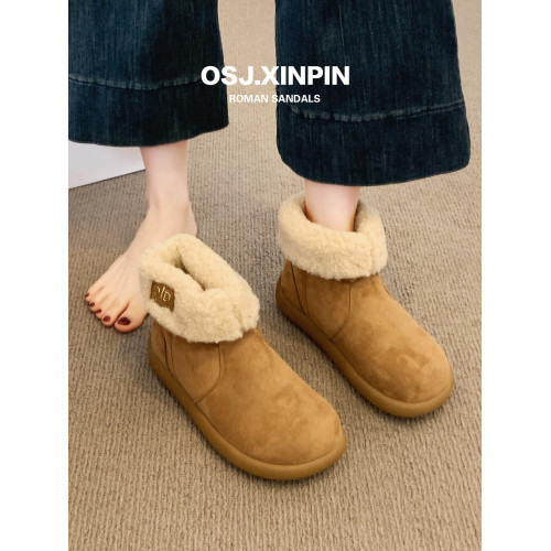 復古羊羔毛加絨雪地靴女2025秋冬新款兩穿保暖毛毛勃肯鞋防滑短靴 復古羊羔毛加絨雪地靴女2025秋冬新款兩穿保暖毛毛勃肯鞋防滑短靴