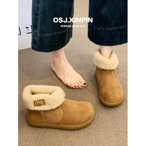 復古羊羔毛加絨雪地靴女2025秋冬新款兩穿保暖毛毛勃肯鞋防滑短靴 復古羊羔毛加絨雪地靴女2025秋冬新款兩穿保暖毛毛勃肯鞋防滑短靴