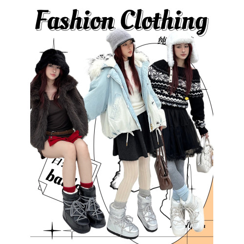 Misdanny~防水防滑月亮雪地靴冬2025新款時尚保暖加絨加厚大棉鞋