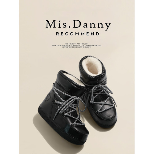 Misdanny~防水防滑月亮雪地靴冬2025新款時尚保暖加絨加厚大棉鞋