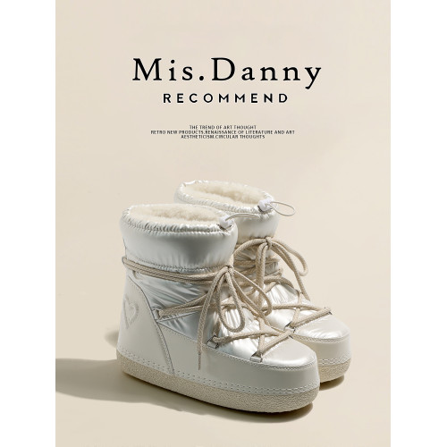 Misdanny~防水防滑月亮雪地靴冬2025新款時尚保暖加絨加厚大棉鞋
