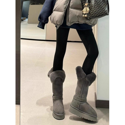 灰色長筒雪地靴女2025冬季新款厚底中筒加絨東北棉鞋保暖高筒靴子 灰色長筒雪地靴女2025冬季新款厚底中筒加絨東北棉鞋保暖高筒靴子