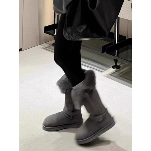 灰色長筒雪地靴女2025冬季新款厚底中筒加絨東北棉鞋保暖高筒靴子 灰色長筒雪地靴女2025冬季新款厚底中筒加絨東北棉鞋保暖高筒靴子