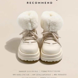 東北哈爾濱長白山防水防滑雪地靴女加絨加厚靴子厚底旅遊穿搭棉鞋