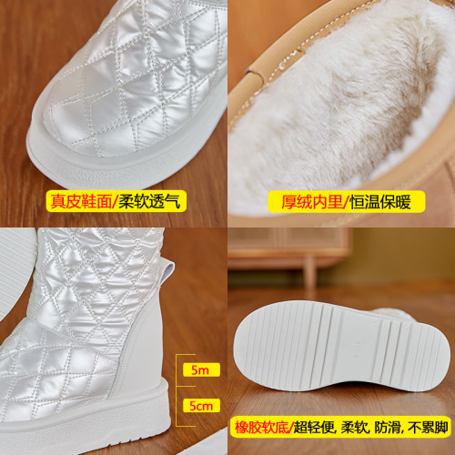 香港時尚內增高雪地靴女2025冬季新款小個子厚底加絨棉鞋子顯腳小